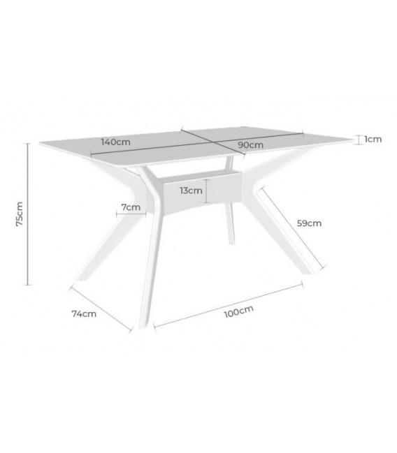 Mesa comedor rectangular madera hevea teñida roble natural y cristal. 7