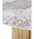 Mesa comedor redonda fija contemporánea MDF roble y tapa porcelánica. 1