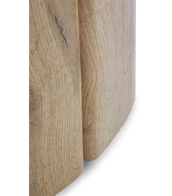 Mesa comedor redonda fija contemporánea MDF roble y tapa porcelánica. 3