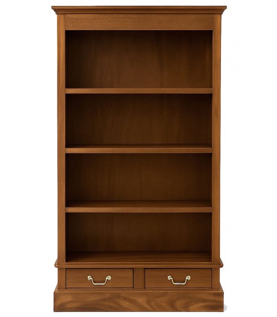 Estantería clásica en caoba maciza con cajón y tiradores oro. 1