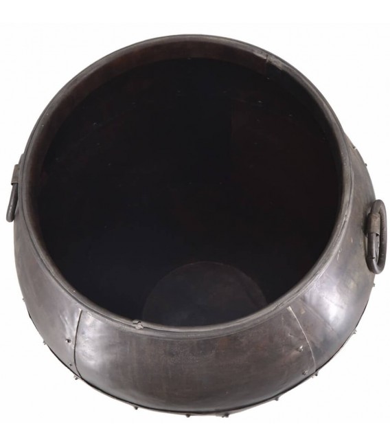 Jarrón étnico de hierro forjado acabado vintage artesanal único. 
2