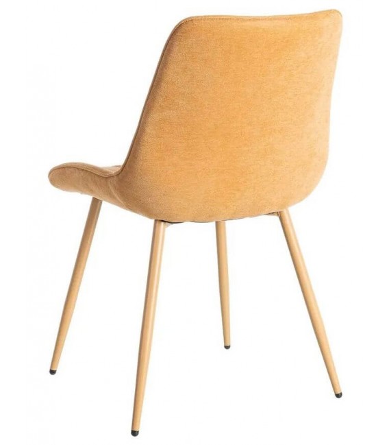 Silla tapizada contemporánea en tejido camel con patas de hierro. 3