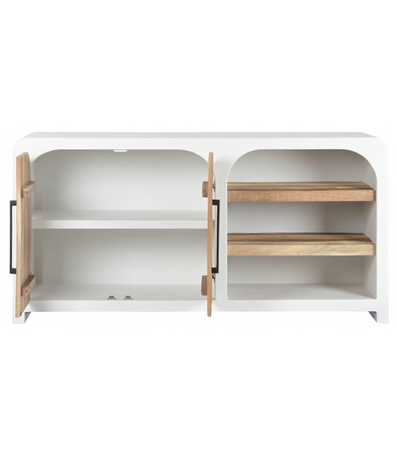 Aparador madera blanca y natural reciclada estilo ibicenco 2 puertas. 2