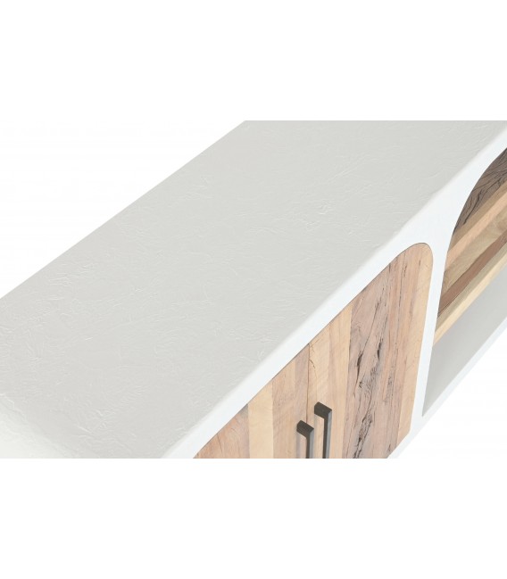 Aparador madera blanca y natural reciclada estilo ibicenco 2 puertas. 5