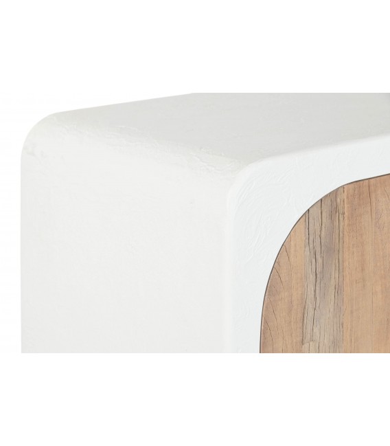 Aparador madera blanca y natural reciclada estilo ibicenco 2 puertas. 4