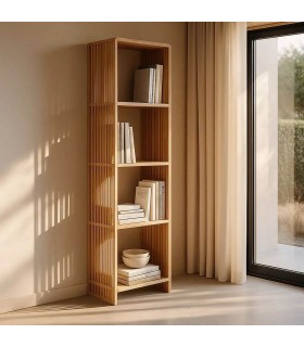 Estantería boho chic de teca reciclada en madera natural alta. Mdmhogar