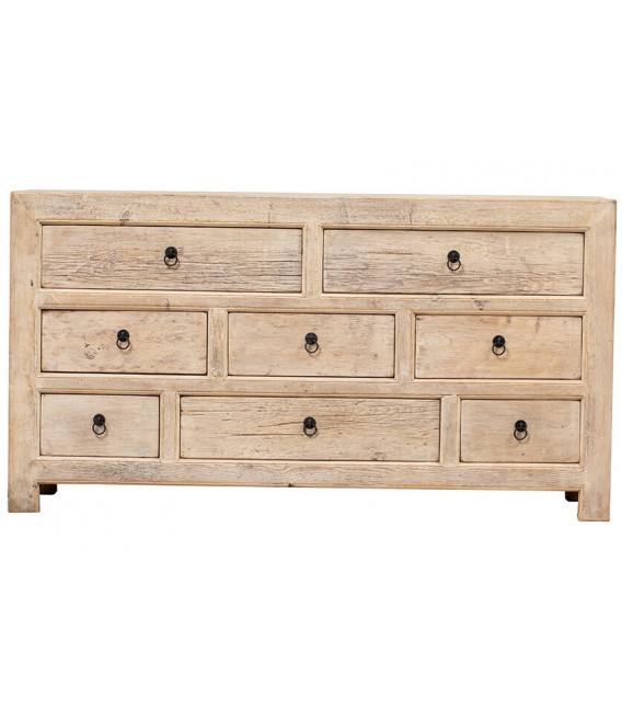 Cómoda oriental XL en madera natural con 8 cajones gran capacidad. 1
