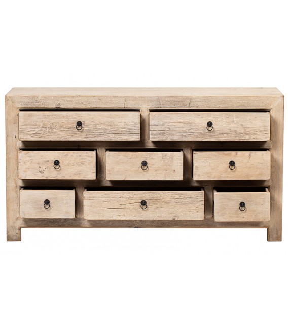 Cómoda oriental XL en madera natural con 8 cajones gran capacidad. 2