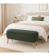 Banco pie de cama nórdico verde con baúl y patas de madera natural. Mdmhogar