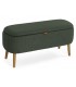 Banco pie de cama nórdico verde con baúl y patas de madera natural. 1