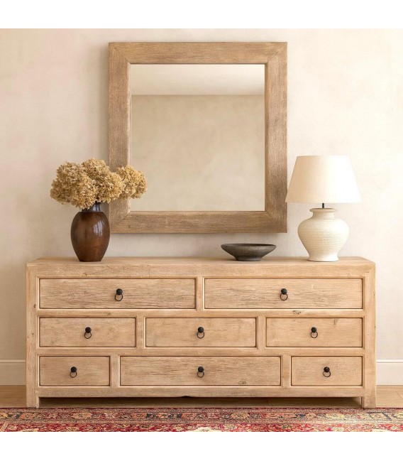 Cómoda oriental XL en madera natural con 8 cajones gran capacidad. Mdmhogar