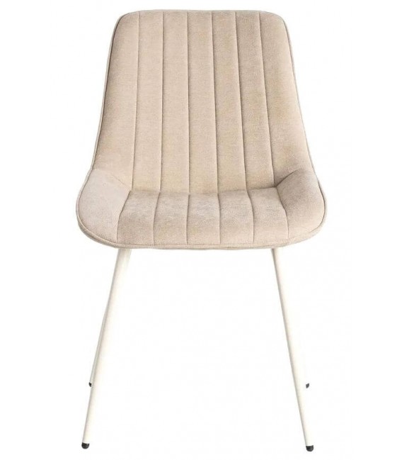 Silla tapizada beige contemporánea con patas metálicas contract. 1