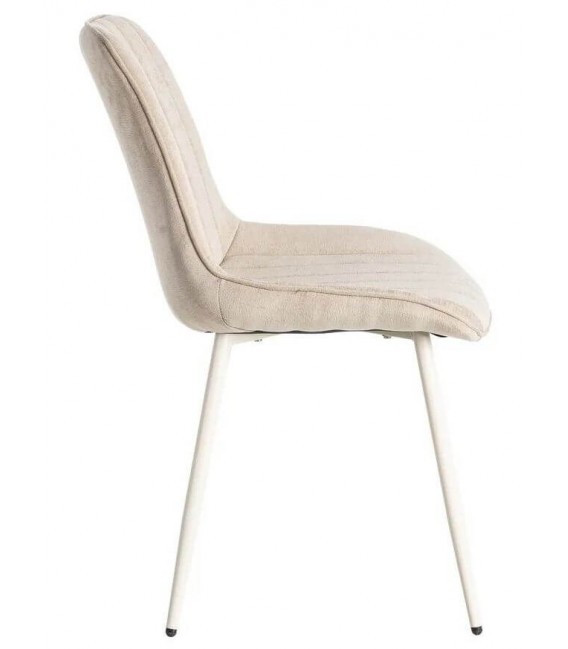 Silla tapizada beige contemporánea con patas metálicas contract. 2