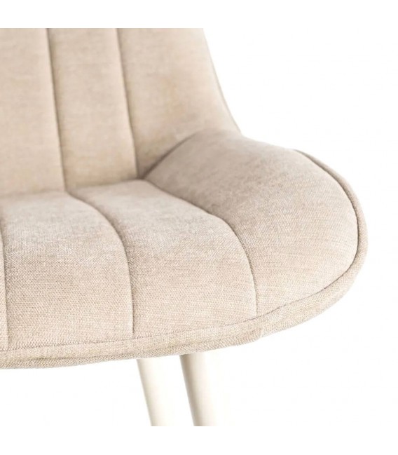 Silla tapizada beige contemporánea con patas metálicas contract. 5