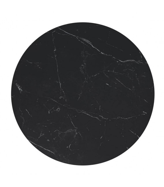 Mesa redonda contemporánea en metal negro y porcelánico mármol. 2
