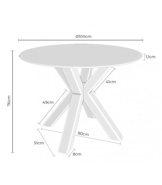 Mesa redonda contemporánea en metal negro y porcelánico mármol. 4