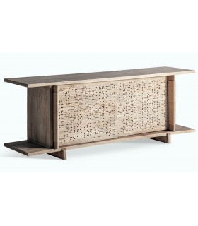 Aparador diseño madera mango y cáñamo natural con correderas.