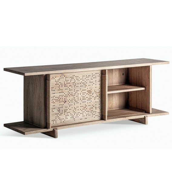 Aparador diseño madera mango y cáñamo natural con correderas. 1