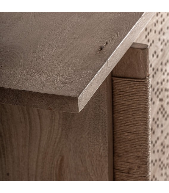 Aparador diseño madera mango y cáñamo natural con correderas. 3