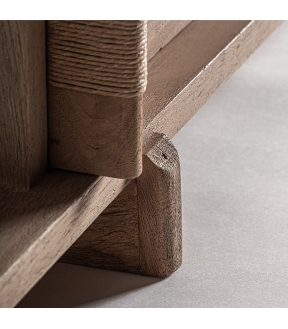 Aparador diseño madera mango y cáñamo natural con correderas. 5
