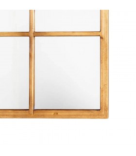 Espejo rectangular boho efecto ventana en madera natural y espejo. 1