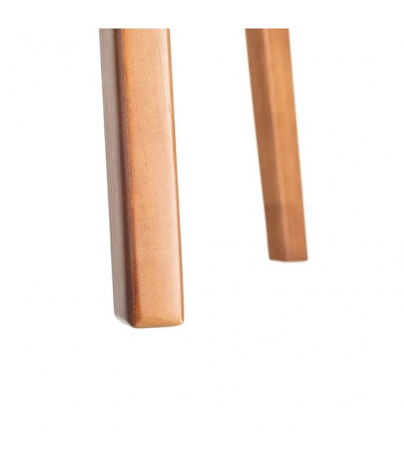 Lámpara de pie contemporánea en madera cerezo y pantalla lino crudo. 5