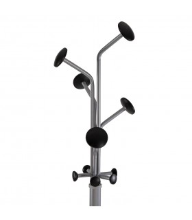 Perchero contemporáneo de metal gris con base mármol negro vetado. 1