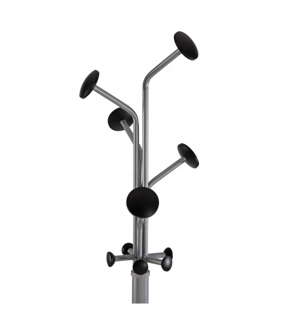 Perchero contemporáneo de metal gris con base mármol negro vetado. 1