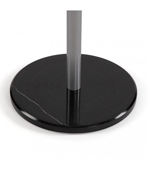 Perchero contemporáneo de metal gris con base mármol negro vetado. 2