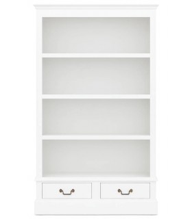 Estantería blanca clásica con cajones y tiradores de bronce. 1