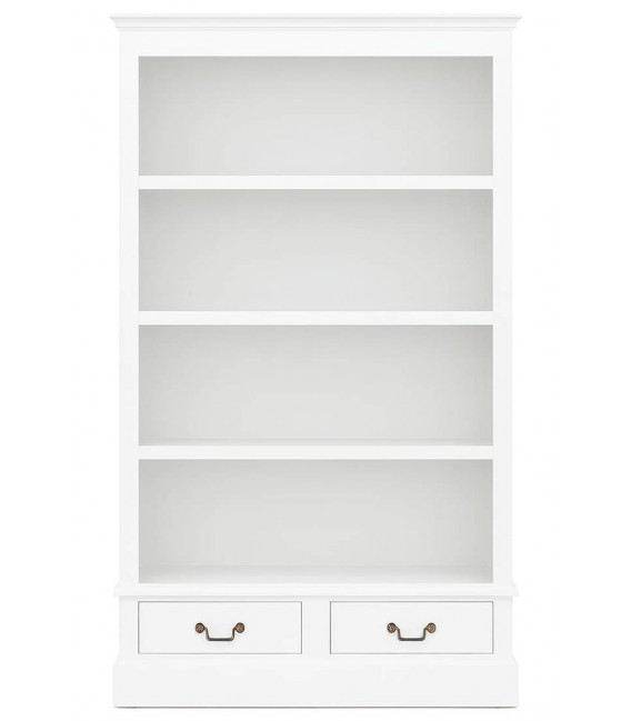 Estantería blanca clásica con cajones y tiradores de bronce. 1