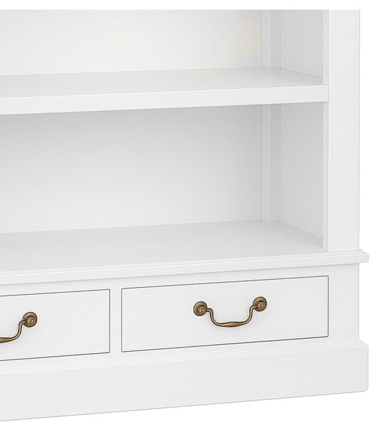 Estantería blanca clásica con cajones y tiradores de bronce. 2
