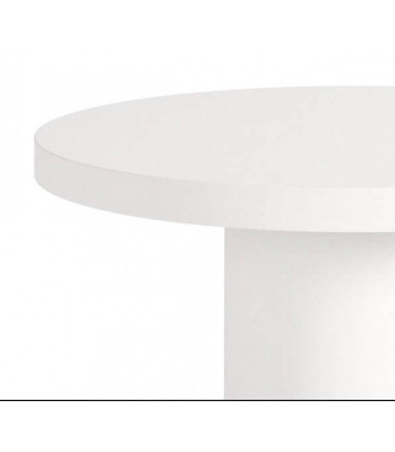 Mesa redonda blanca de microcemento, estilo ibicenco natural. 3