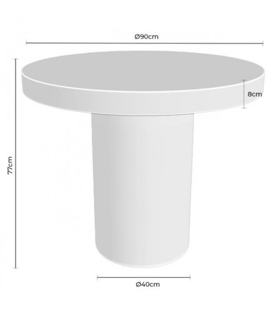 Mesa redonda blanca de microcemento, estilo ibicenco natural. 4