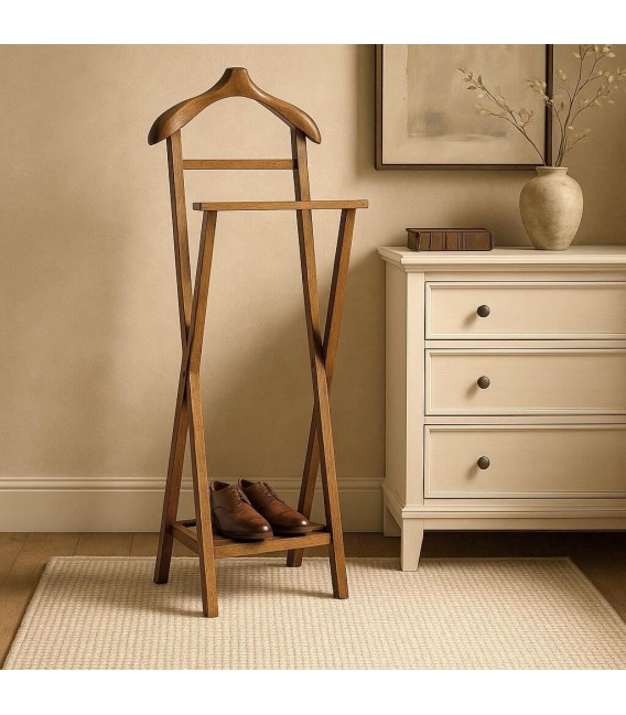 Galán de noche plegable clásico en madera teca, elegante y funcional. Mdmhogar