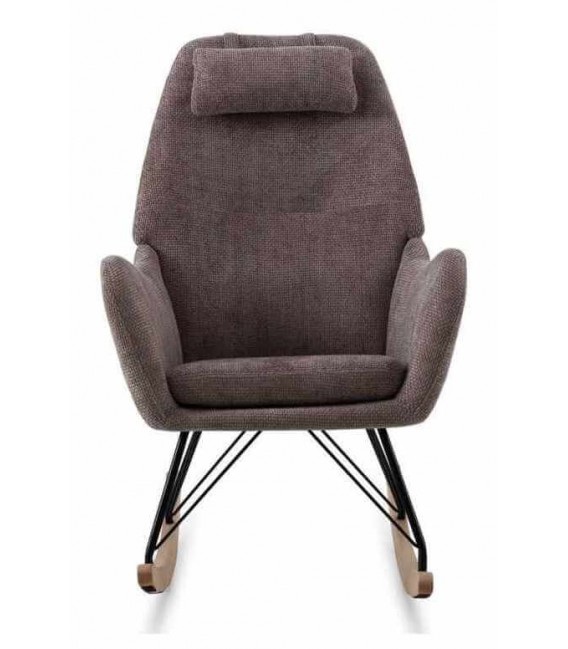 Sillón mecedora nórdico marrón en madera y metal elegante y cómodo. 1