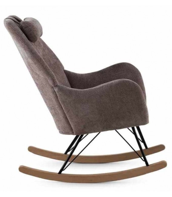 Sillón mecedora nórdico marrón en madera y metal elegante y cómodo. 2