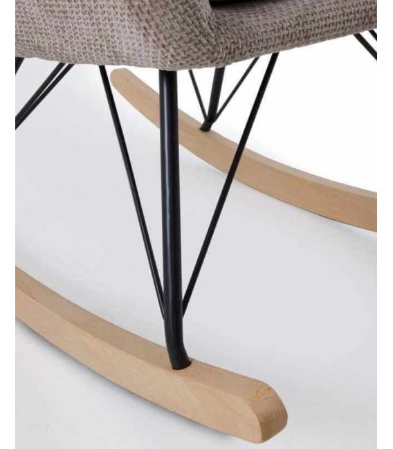 Sillón mecedora nórdico marrón en madera y metal elegante y cómodo. 5