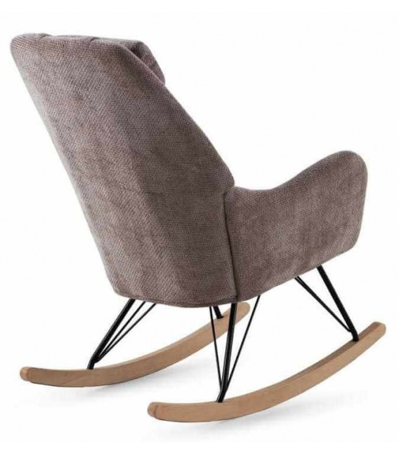 Sillón mecedora nórdico marrón en madera y metal elegante y cómodo. 3