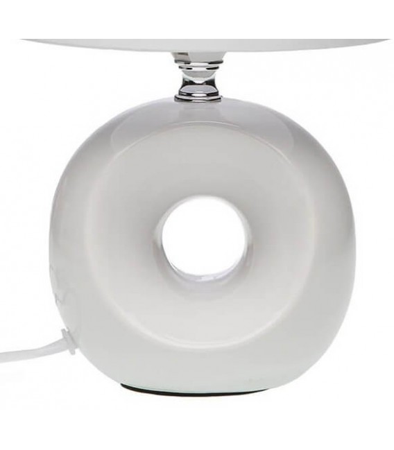 Lámpara sobremesa blanca de cerámica y pantalla textil ovalada 2