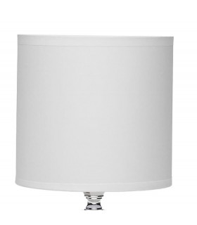 Lámpara sobremesa blanca de cerámica y pantalla textil ovalada 1