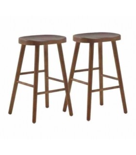 Set 2 taburetes contemporáneos en madera toon color nogal.