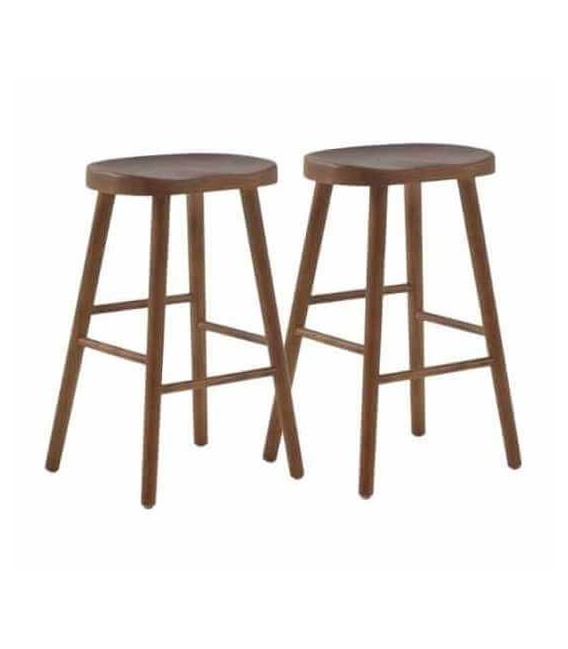 Set 2 taburetes contemporáneos en madera toon color nogal.
