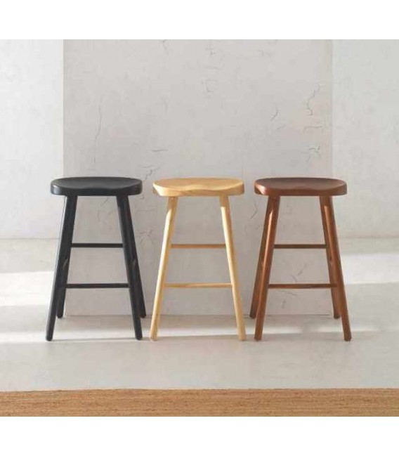 Set 2 taburetes contemporáneos en madera toon color nogal. 6