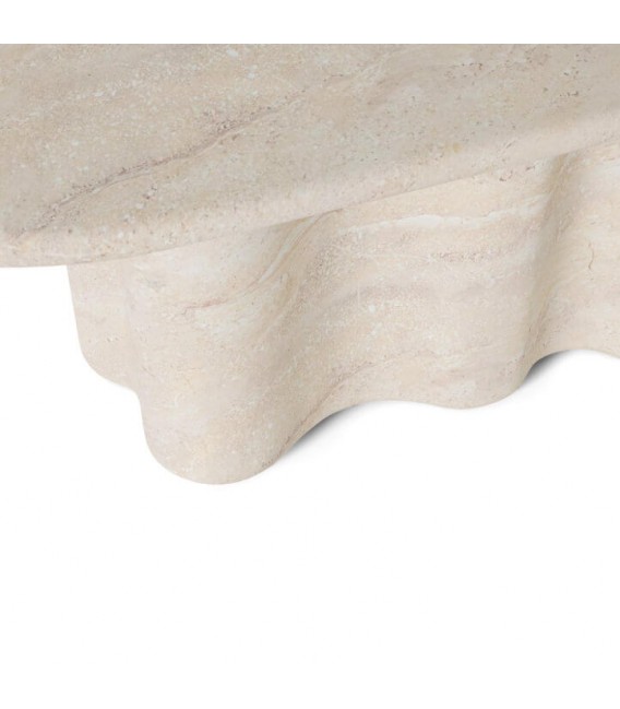 Mesa comedor ovalada de microcemento travertino contemporánea. 2