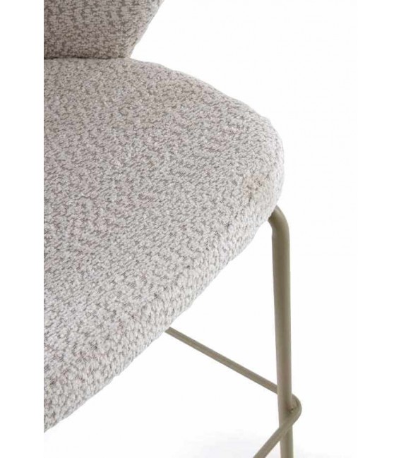 Set 2 taburetes contemporáneos tapizados en tela blanca y metal. 6