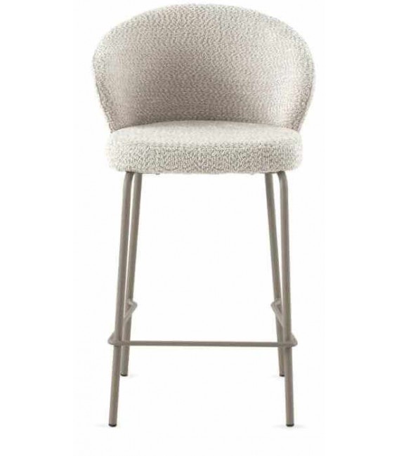 Set 2 taburetes contemporáneos tapizados en tela blanca y metal. 2