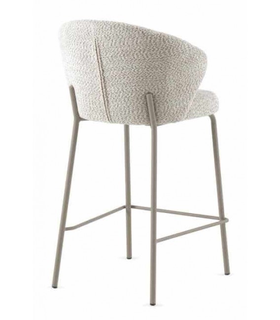 Set 2 taburetes contemporáneos tapizados en tela blanca y metal. 4