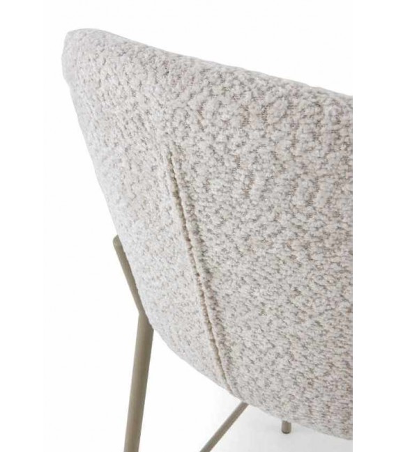 Set 2 taburetes contemporáneos tapizados en tela blanca y metal. 5