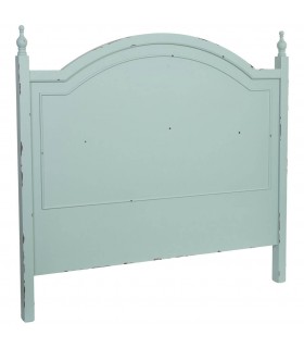 Cabecero clásico chic turquesa rozado negro de madera pino.